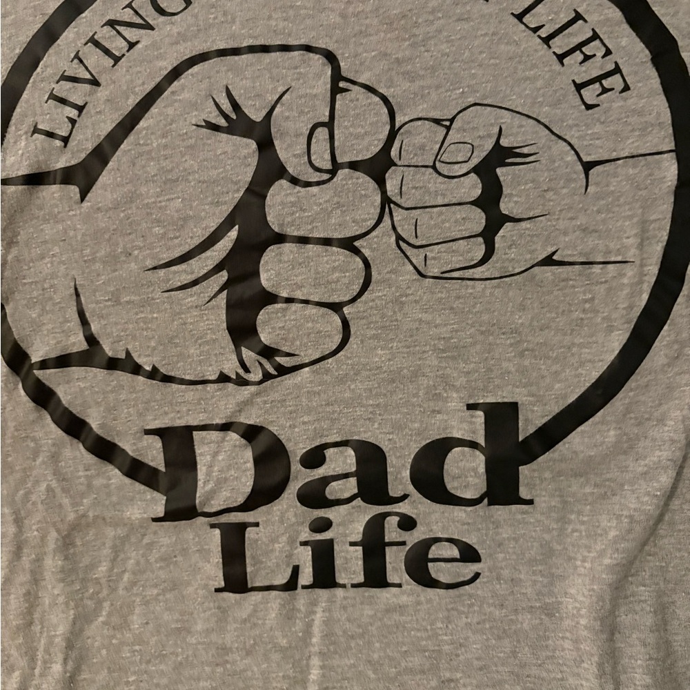 Grey 'Dad Life' Graphic T-Shirt Dad Child Fist Pump